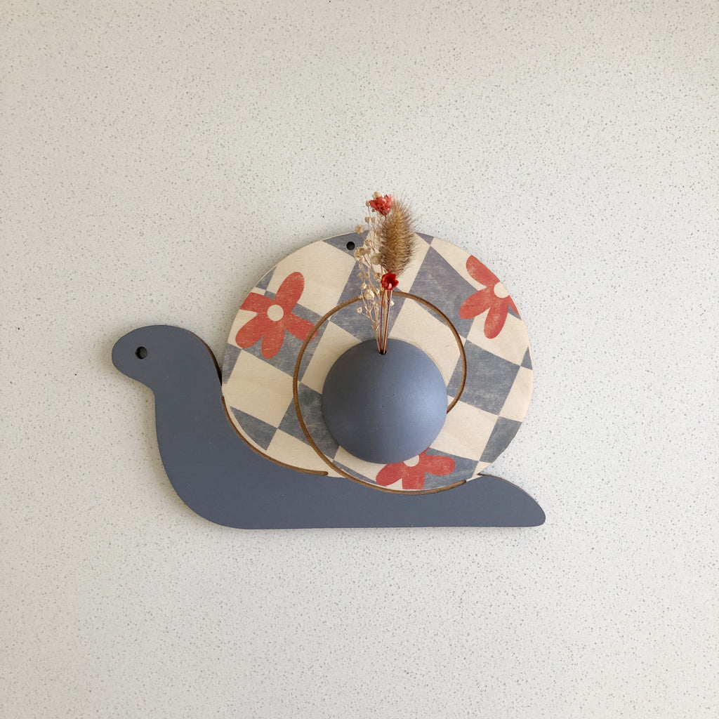 Snail Wall Art - Blue Grey Diamond