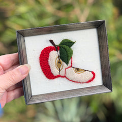 Vintage Apple Crewel Embroidery Framed