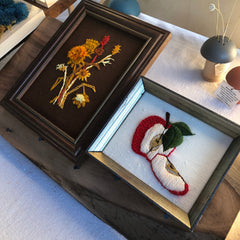 Vintage Apple Crewel Embroidery Framed