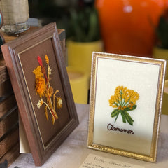 Vintage Cinnamon Crewel Embroidery Framed