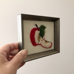 Vintage Apple Crewel Embroidery Framed