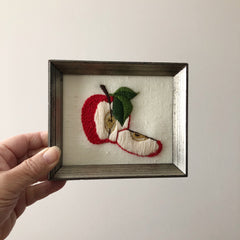 Vintage Apple Crewel Embroidery Framed