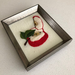Vintage Apple Crewel Embroidery Framed