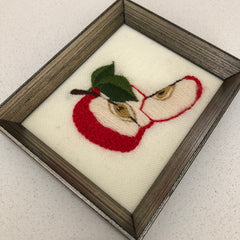 Vintage Apple Crewel Embroidery Framed
