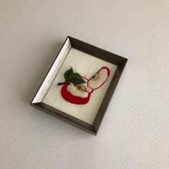 Vintage Apple Crewel Embroidery Framed