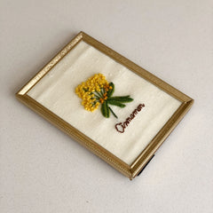Vintage Cinnamon Crewel Embroidery Framed