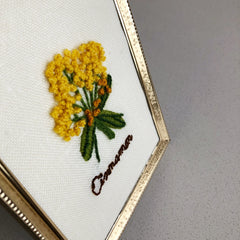 Vintage Cinnamon Crewel Embroidery Framed
