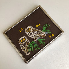 Vintage Owl Watch Crewel Embroidery Framed