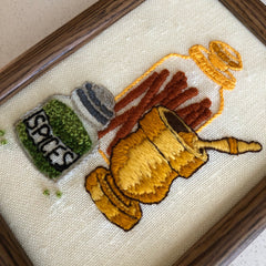 Vintage Spices Crewel Embroidery Framed