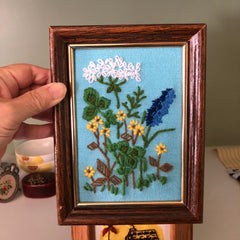 Queen Anne's Lace Crewel Embroidery Framed