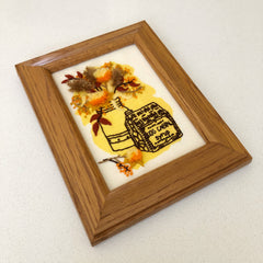 Antique Tin Crewel Embroidery Framed