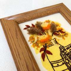 Antique Tin Crewel Embroidery Framed