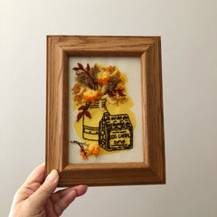 Antique Tin Crewel Embroidery Framed