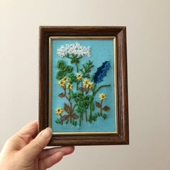 Queen Anne's Lace Crewel Embroidery Framed
