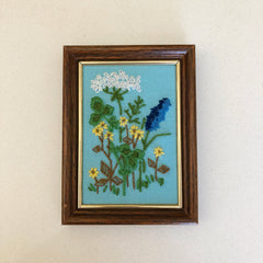 Queen Anne's Lace Crewel Embroidery Framed