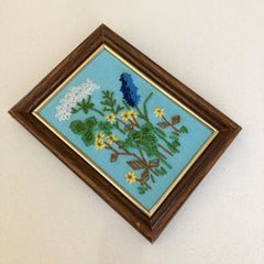 Queen Anne's Lace Crewel Embroidery Framed