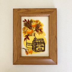 Antique Tin Crewel Embroidery Framed