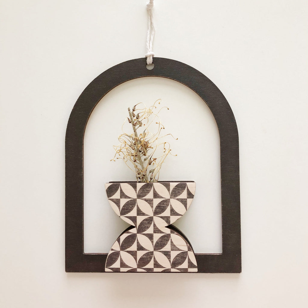 Framed Arch Double Dome Petals Wall Vase